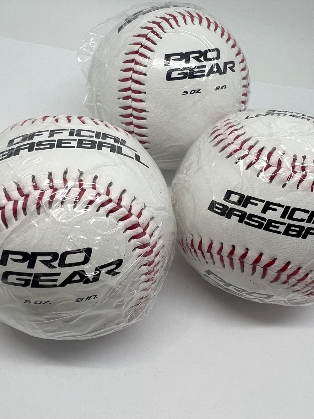 3 Pro Gear Official Baseballs - White with Red Stitching (3-Pack)